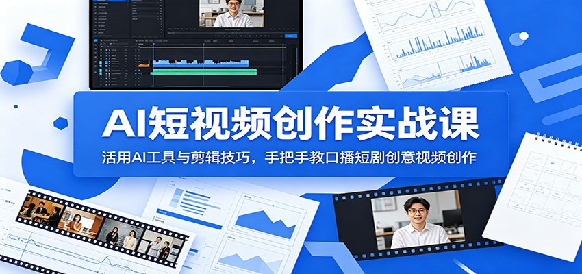 AI短视频创作实战课：活用AI工具与剪辑技巧，手把手教口播短剧创意视频创作-伏羲SAAS