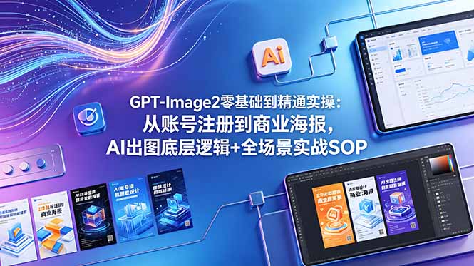 GPT-Image2零基础到精通实操:从账号注册到商业海报,AI出图底层逻辑+全场景实战SOP-伏羲SAAS