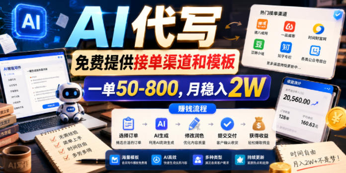 AI代写,免费提供接单渠道和模板,一单50-800,月稳入2W【揭秘】-伏羲SAAS