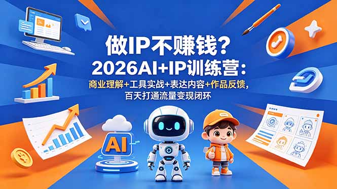 做IP不赚钱?2026AI+IP训练营:商业理解+工具实战+表达内容+作品反馈,百天打通流量变现闭环-伏羲SAAS