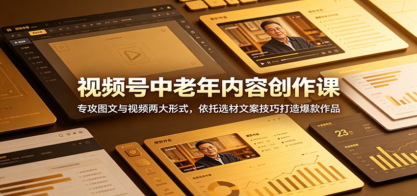 视频号中老年内容创作课:专攻图文与视频两大形式,依托选材文案技巧打造爆款作品-伏羲SAAS
