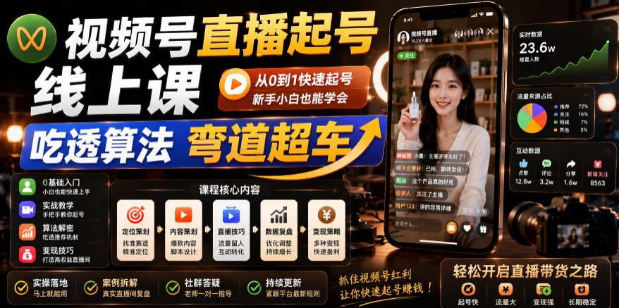 视频号直播起号线上课,吃透算法弯道超车(2026年6月)-伏羲SAAS