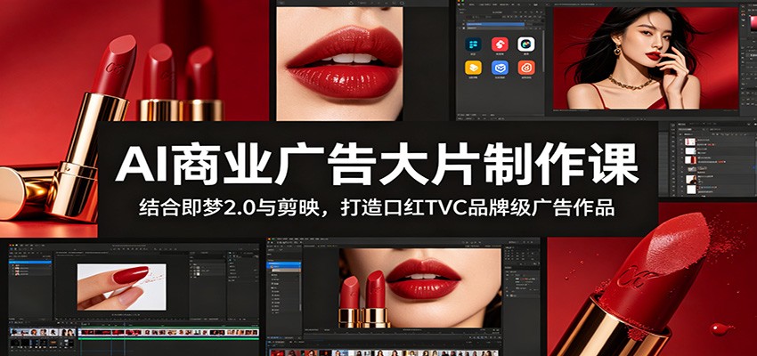 AI商业广告大片制作课:结合即梦2.0与剪映,打造口红TVC品牌级广告作品-伏羲SAAS