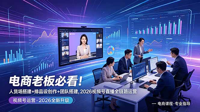 电商老板必看!人货场搭建+排品设计+素材创作+团队搭建,2026视频号直播全链路运营-伏羲SAAS