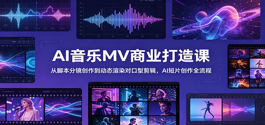 AI音乐MV商业打造课：从脚本分镜创作到动态渲染对口型剪辑，AI短片创作全流程-伏羲SAAS