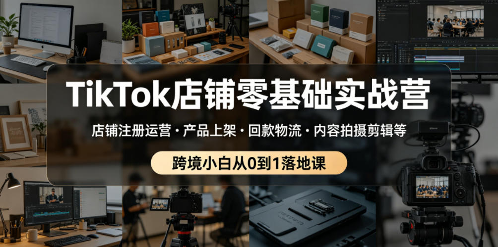 TikTok店铺零基础实战营，店铺注册运营・产品上架・回款物流・内容拍摄剪辑等 ，跨境小白从0到1落地课-伏羲SAAS