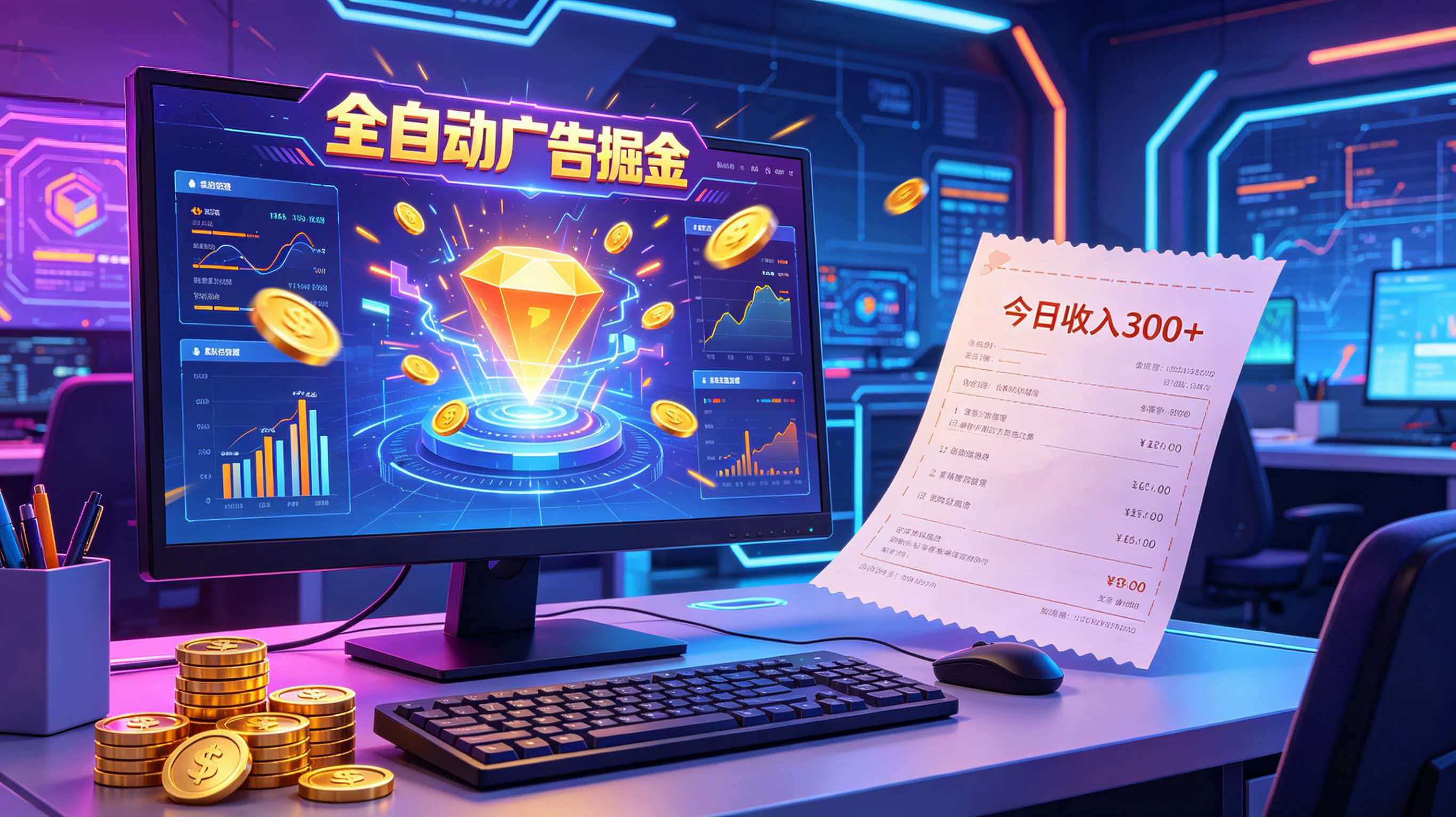全自动广告掘金,日入300+。全程Ai自动化运行,解放双手,时间自由。收益稳定-伏羲SAAS
