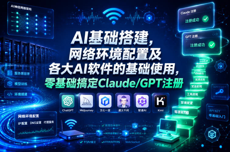 AI基础搭建,网络环境配置及各大AI软件的基础使用,零基础搞定Claude/GPT注册-伏羲SAAS