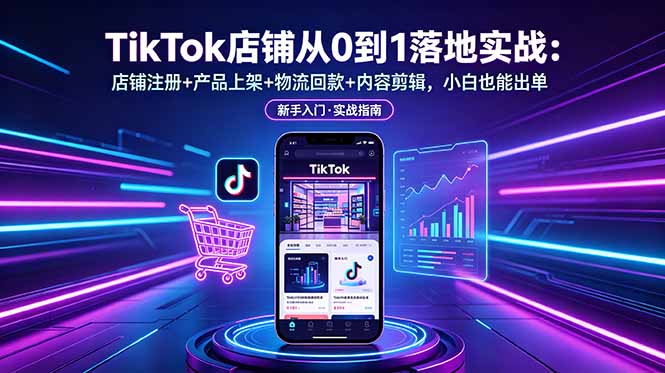 TikTok店铺从0到1落地实战:店铺注册+产品上架+物流回款+内容剪辑,小白也能出单-伏羲SAAS