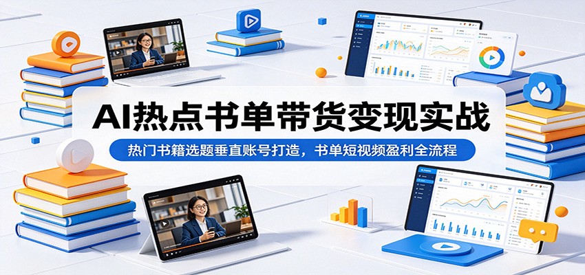 AI热点书单带货变现实战：热门书籍选题垂直账号打造，书单短视频盈利全流程-伏羲SAAS