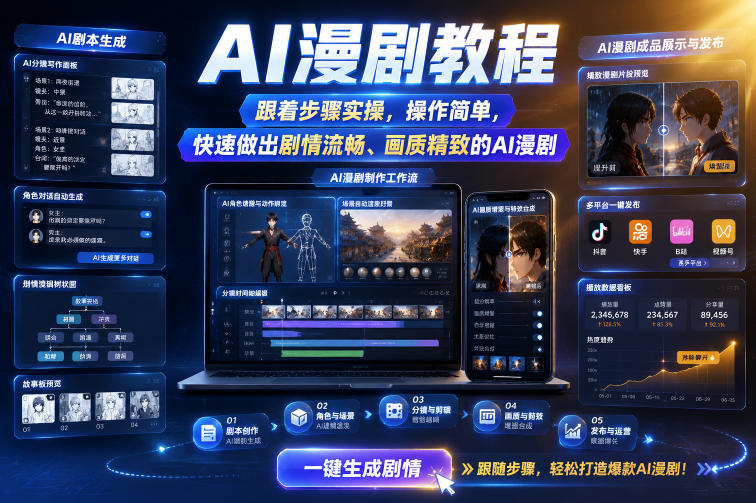 AI漫剧教程,跟着步骤实操,操作简单,快速做出剧情流畅、画质精致的AI漫剧-伏羲SAAS