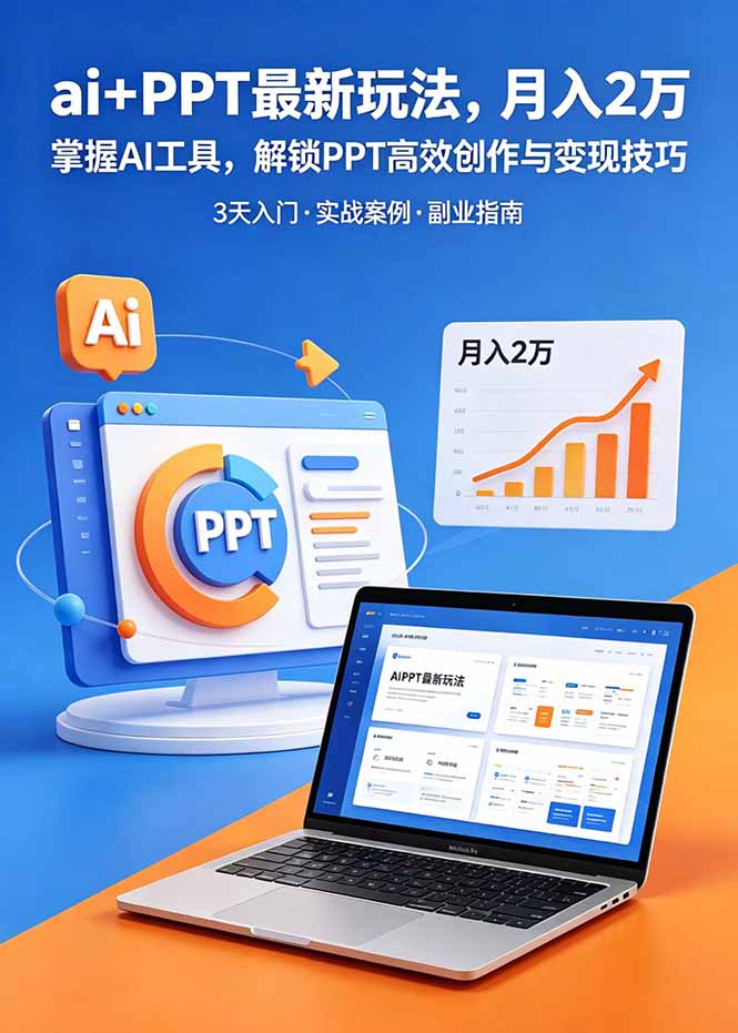 ai+PPT最新玩法,月入2万掌握AI工具,解锁PPT高效创作与变现技巧3天入门,实战案例·副业指南-伏羲SAAS