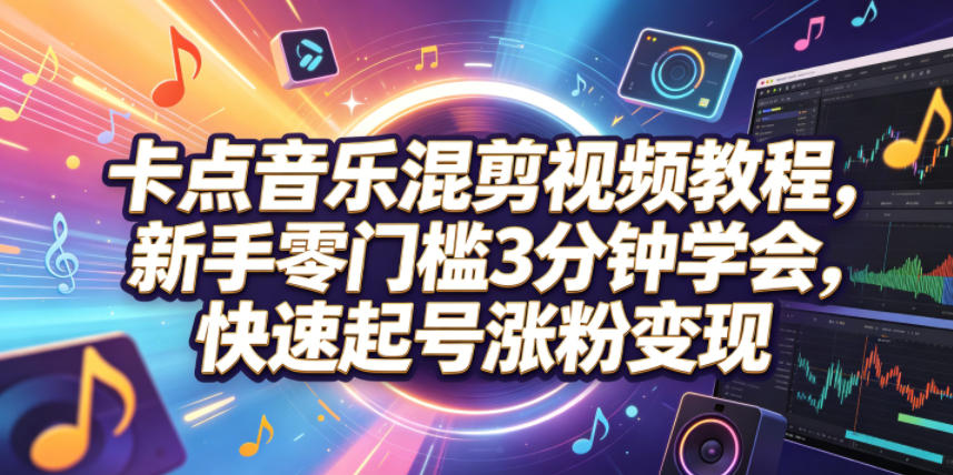 卡点音乐混剪视频教程,新手零门槛3分钟学会,快速起号涨粉变现-伏羲SAAS