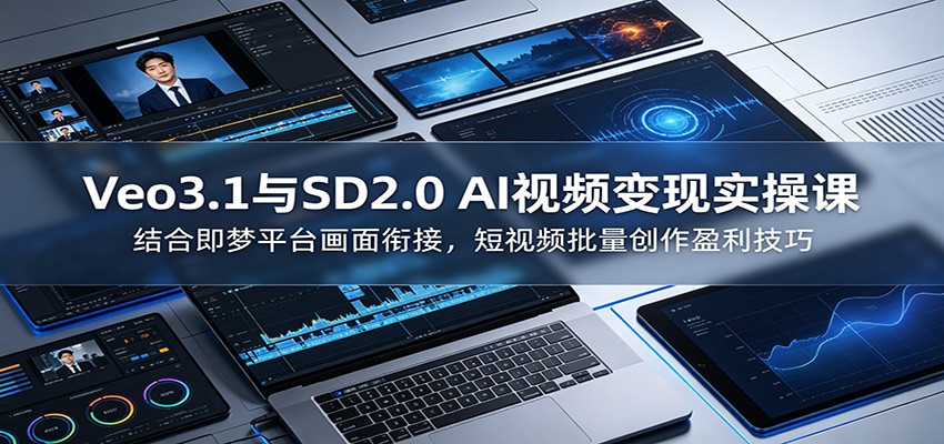 Veo3.1与SD2.0 AI视频变现实操课课:结合即梦平台画面衔接,短视频批量创作盈利技巧-伏羲SAAS