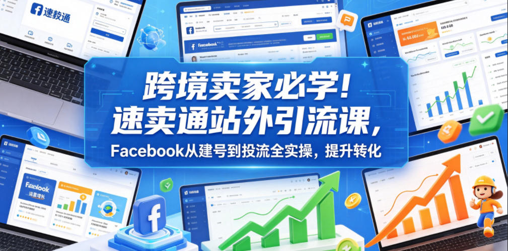 跨境卖家必学！速卖通站外引流课，Facebook从建号到投流全实操，提升转化-伏羲SAAS