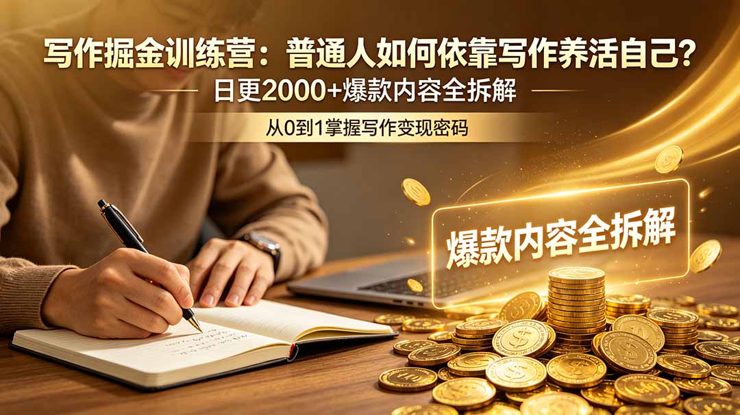 写作掘金训练营:普通人如何依靠写作养活自己?日更2000+爆款内容全拆解-伏羲SAAS