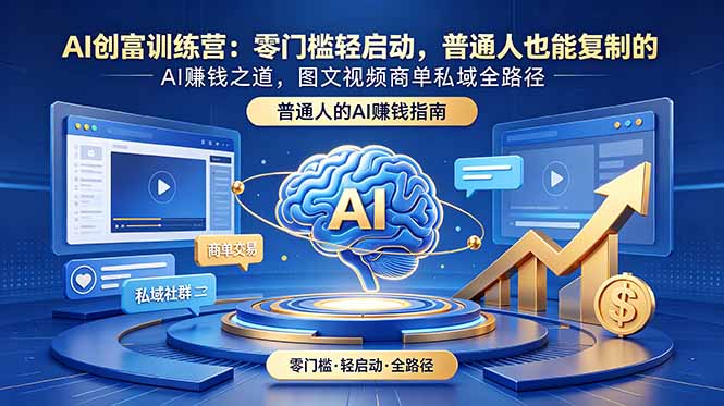 AI创富训练营:零门槛轻启动,普通人也能复制的AI赚钱之道,图文视频商单私域全路径-伏羲SAAS