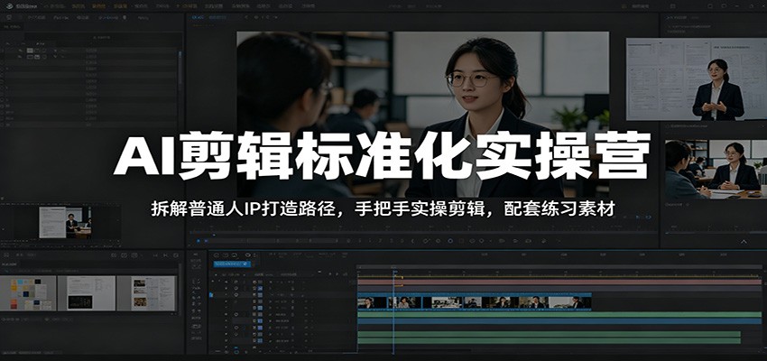 AI剪辑标准化实操营：拆解普通人IP打造路径，手把手实操剪辑，配套练习素材-伏羲SAAS