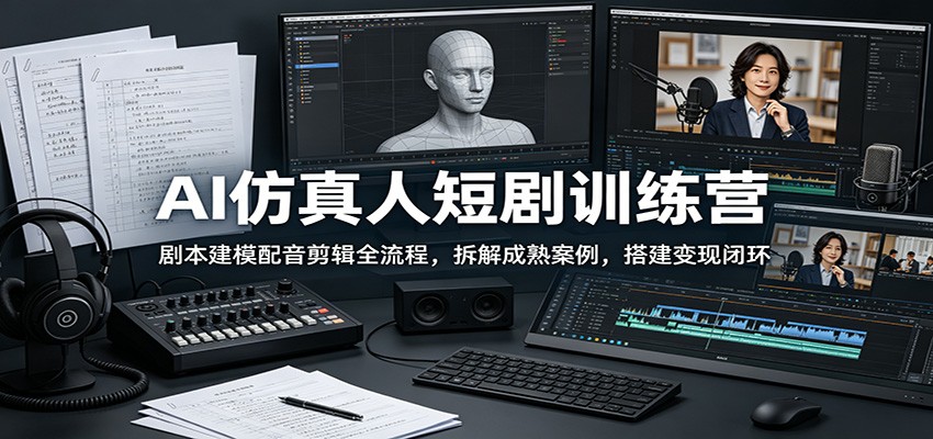 AI仿真人短剧训练营：剧本建模配音剪辑全流程，拆解成熟案例，搭建变现闭环-伏羲SAAS
