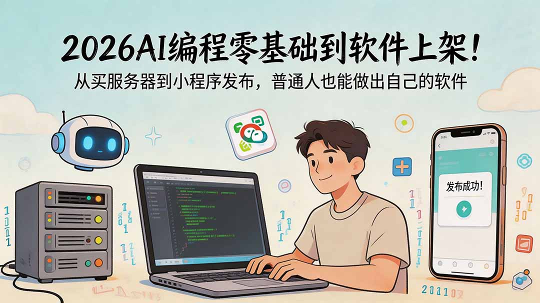 2026AI编程零基础到软件上架!从买服务器到小程序发布,普通人也能做出自己的软件-伏羲SAAS