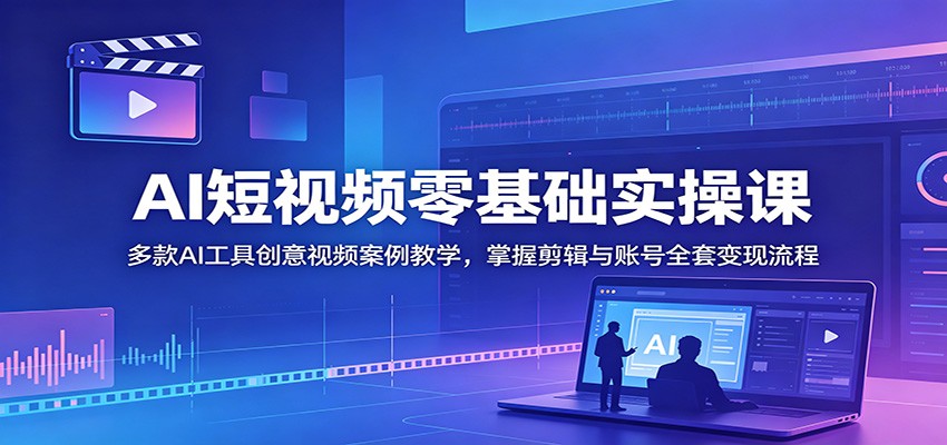 AI短视频零基础实操课：多款AI工具创意视频案例教学，掌握剪辑与账号全套变现流程-伏羲SAAS