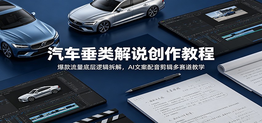 汽车垂类解说创作教程：爆款流量底层逻辑拆解，AI文案配音剪辑多赛道教学-伏羲SAAS