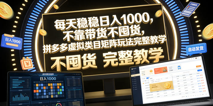 每天稳稳日入1000，不靠带货不囤货，拼多多虚拟类目矩阵玩法完整教学【揭秘】-伏羲SAAS