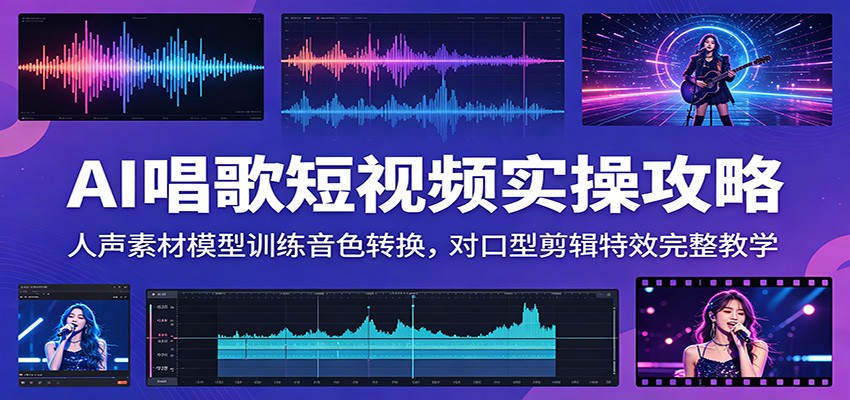 AI唱歌短视频实操攻略：人声素材模型训练音色转换，对口型剪辑特效完整教学-伏羲SAAS