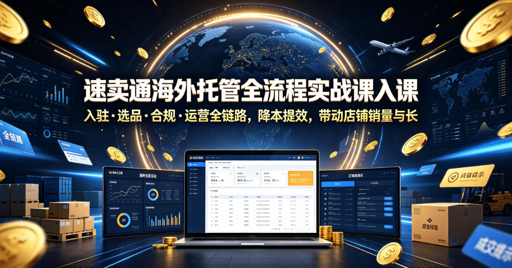 速卖通海外托管全流程实战课入驻・选品・合规・运营全链路,降本提效,带动店铺销量与收益增长-伏羲SAAS