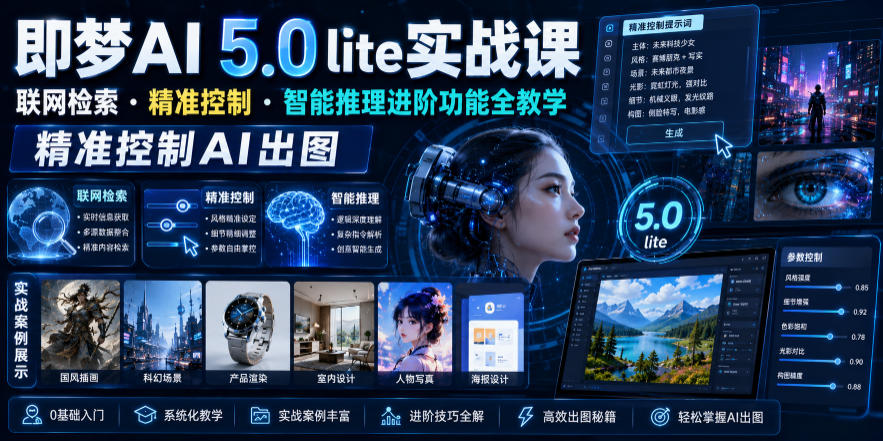 即梦AI 5.0 lite实战课，联网检索・精准控制・智能推理进阶功能全教学，精准控制AI出图-伏羲SAAS