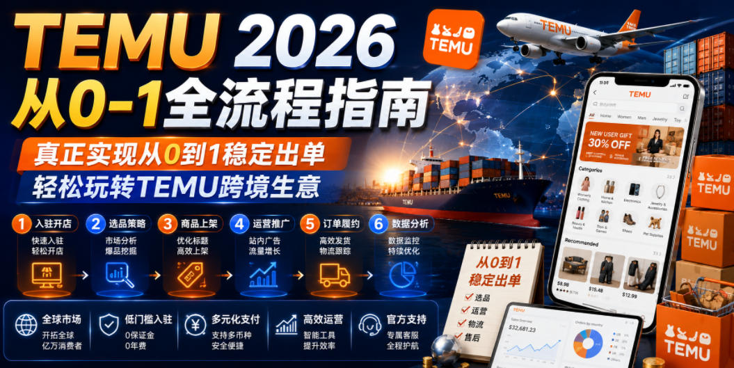 TEMU 2026从0-1全流程指南，真正实现从0到1稳定出单，轻松玩转TEMU跨境生意-伏羲SAAS