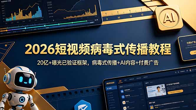 2026短视频病毒式传播教程：20亿+曝光已验证框架，病毒式传播+AI内容+付费广告-伏羲SAAS