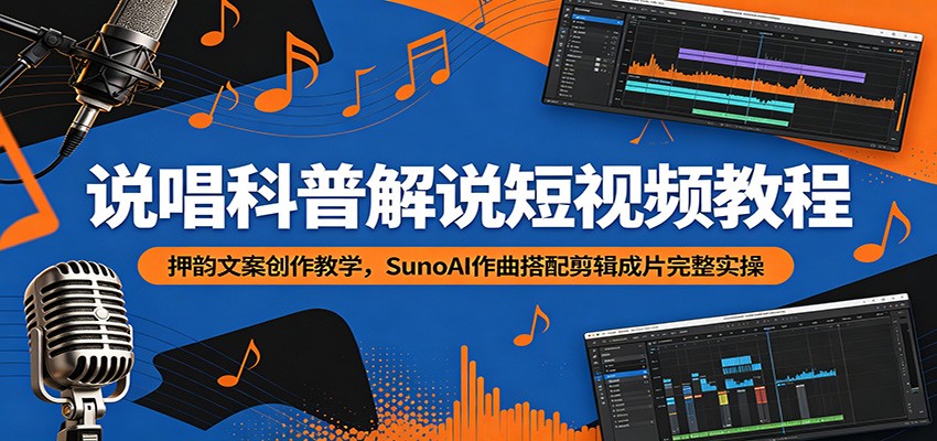 说唱科普解说短视频教程：押韵文案创作教学，SunoAI作曲搭配剪辑成片完整实操-伏羲SAAS