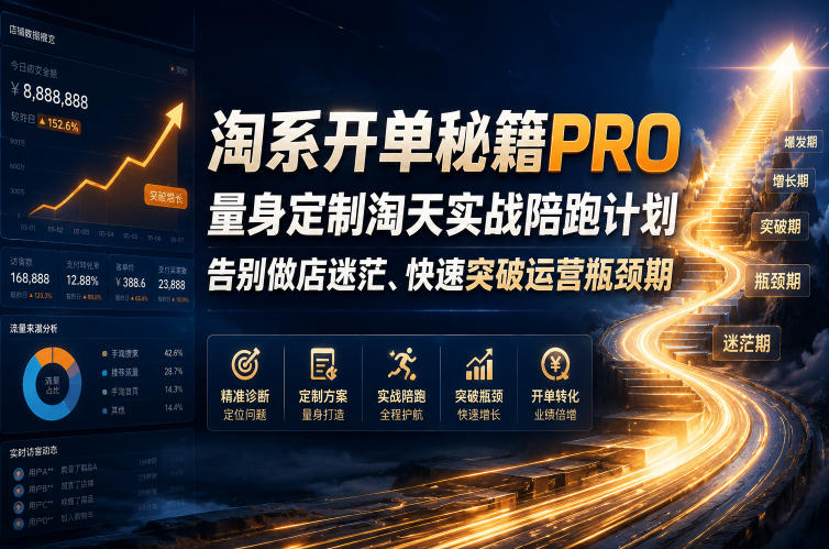 淘系开单秘籍PRO，量身定制淘天实战陪跑计划，告别做店迷茫、快速突破运营瓶颈期(2026年6月22日)-伏羲SAAS