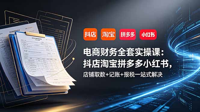 电商财务全套实操课:抖店淘宝拼多多小红书,店铺取数+记账+报税一站式解决-伏羲SAAS