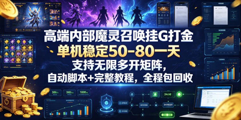 高端内部魔灵召唤挂G打金,单机稳定50-80一天,支持无限多开矩阵,自动脚本+完整教程,全程包回收【揭秘】-伏羲SAAS
