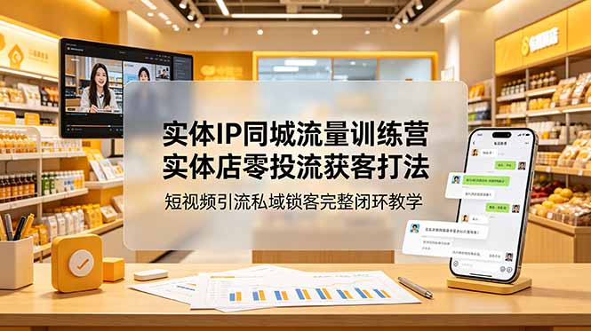 实体IP同城流量训练营:实体店零投流获客打法,短视频引流私域锁客完整闭环教学-伏羲SAAS