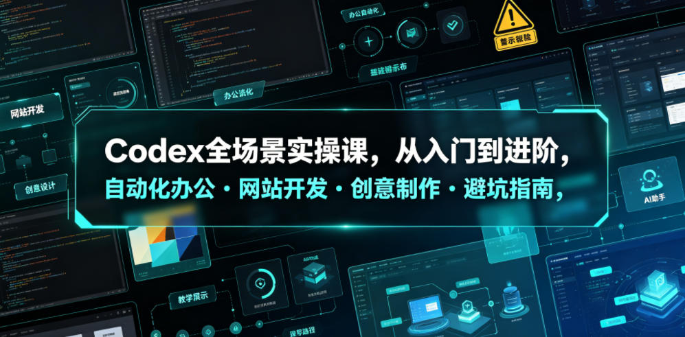 Codex全场景实操课,从入门到进阶,自动化办公・网站开发・创意制作・避坑指南,全流程教学-伏羲SAAS