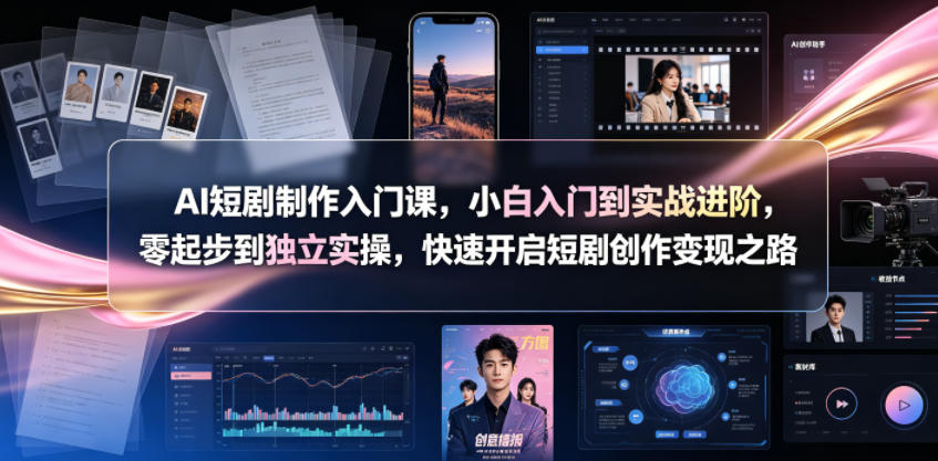 AI短剧制作入门课,小白入门到实战进阶,零起步到独立实操,快速开启短剧创作变现之路-伏羲SAAS