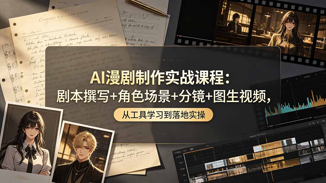 AI漫剧制作实战课程:剧本撰写+角色场景+分镜+图生视频,从工具学习到落地实操-伏羲SAAS