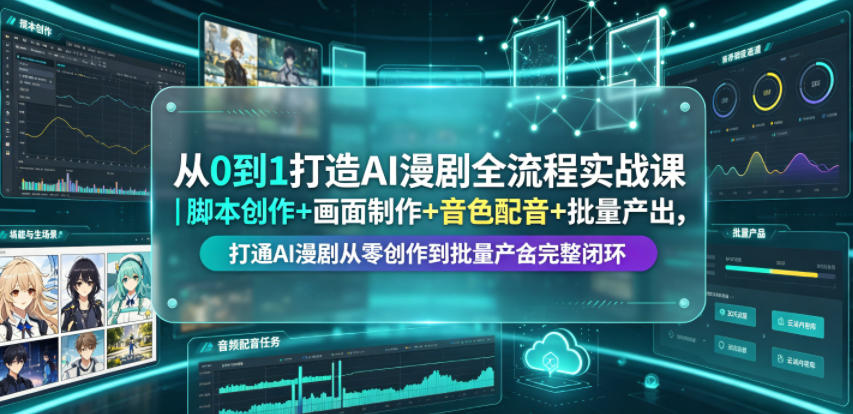 从0到1打造AI漫剧全流程实战课|脚本创作+画面制作+音色配音+批量产出,打通AI漫剧从零创作到批量量产完整闭环-伏羲SAAS