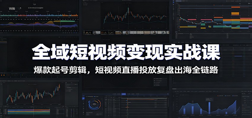 全域短视频变现实战课：爆款起号剪辑，短视频直播投放复盘出海全链路-伏羲SAAS