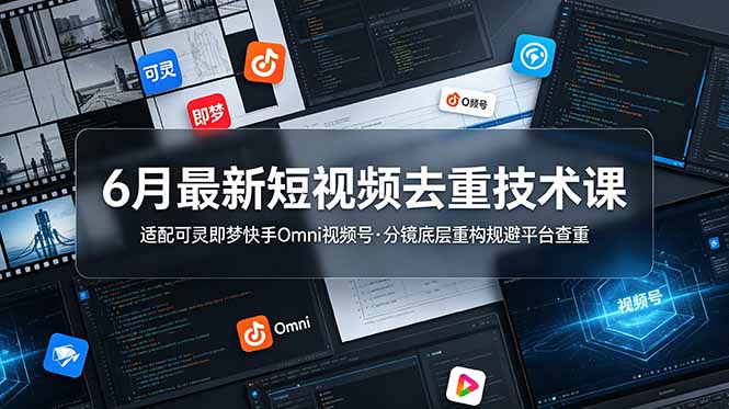 6月最新短视频去重技术课，适配可灵即梦快手Omni视频号，分镜底层重构规避平台查重-伏羲SAAS
