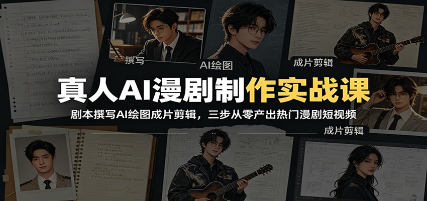 真人AI漫剧制作实战课：剧本撰写AI绘图成片剪辑，三步从零产出热门漫剧短视频-伏羲SAAS