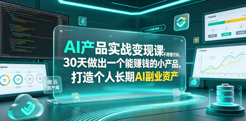 AI产品实战变现课,不用懂代码,30天做出一个能賺钱的小产品,打造个人长期AI副业资产-伏羲SAAS