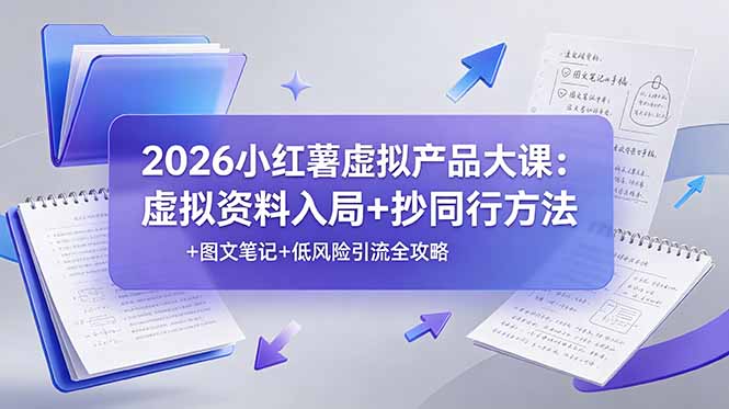 2026小红薯虚拟产品大课：虚拟资料入局+抄同行方法+图文笔记+低风险引流全攻略-伏羲SAAS