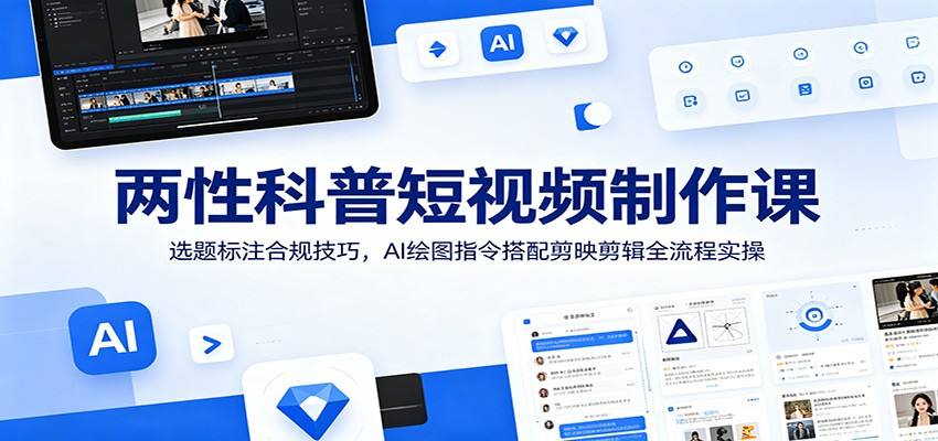 两性科普短视频制作课：选题标注合规技巧，AI绘图指令搭配剪映剪辑全流程实操-伏羲SAAS