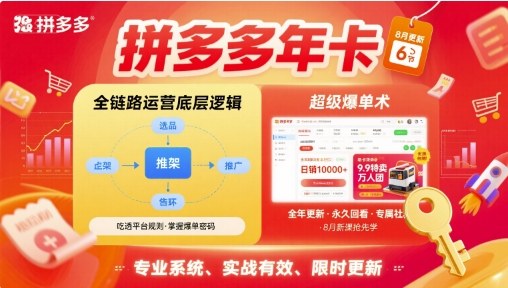拼多多年卡，拼多多全链路运营底层逻辑，超级爆单术【更新26年6月】-伏羲SAAS