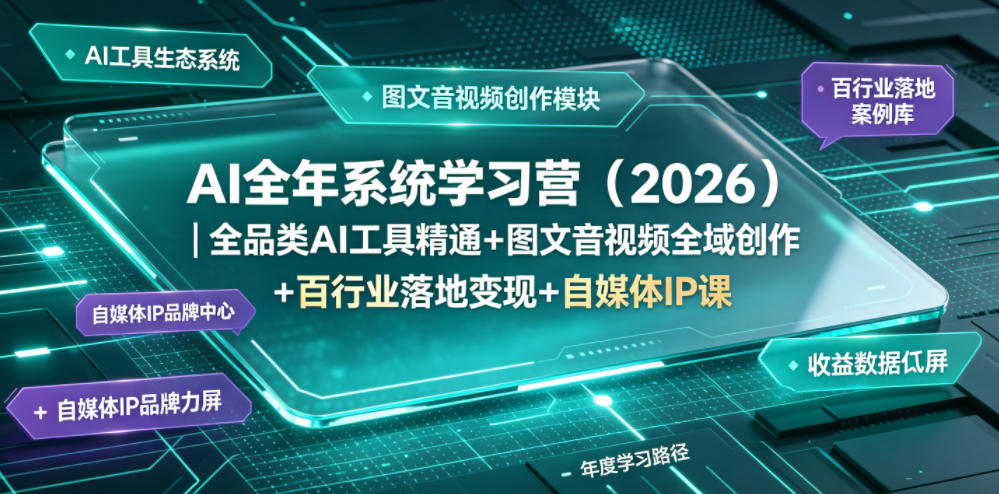 AI全年系统学习营(2026)｜全品类AI工具精通+图文音视频全域创作+百行业落地变现+自媒体IP打造年度进阶大课-伏羲SAAS