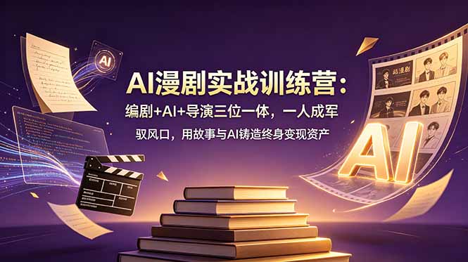 AI漫剧实战训练营：编剧+AI+导演三位一体，一人成军 驭风口，用故事与AI铸造终身变现资产-伏羲SAAS